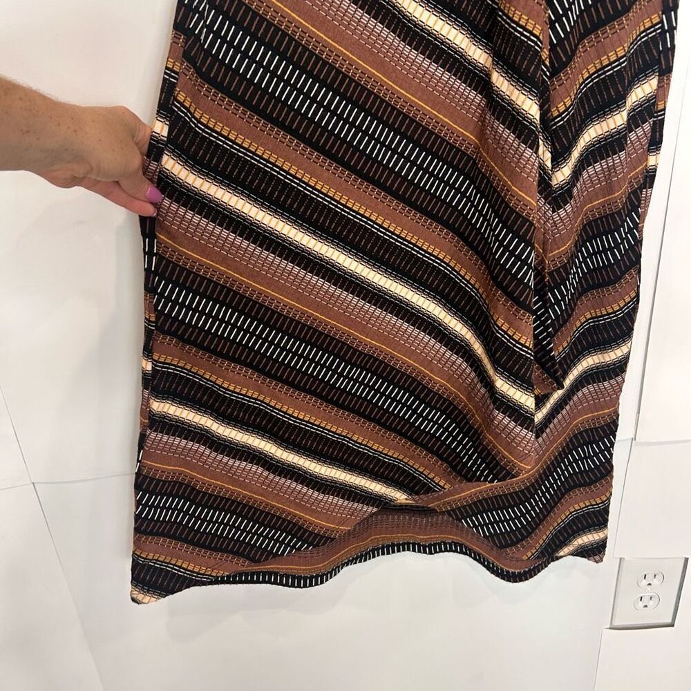 Anthropologie Maeve Midi Dress NWT Striped Wrap Knit Retro Brown XSP Zig Zag XS - Picture 10 of 15